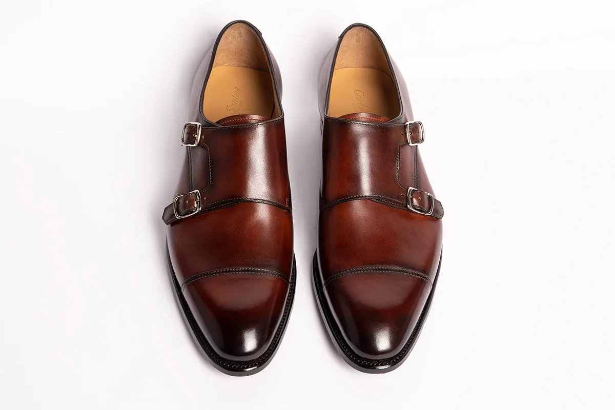 Carlos Santos 6942 Double Monk-Straps in Wine Shadow