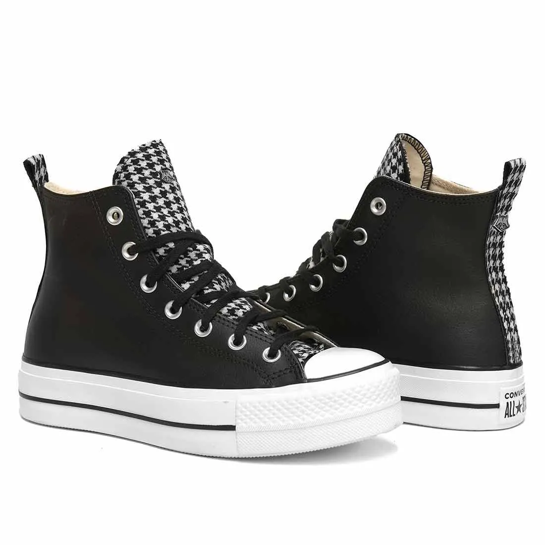 Converse All Star Platform in Pelle e Pied de Poule - Scontate