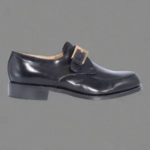 Crockett & Jones Glace Kid Monk - Black Buckle-Up (Genuine Leather Upper and Sole)