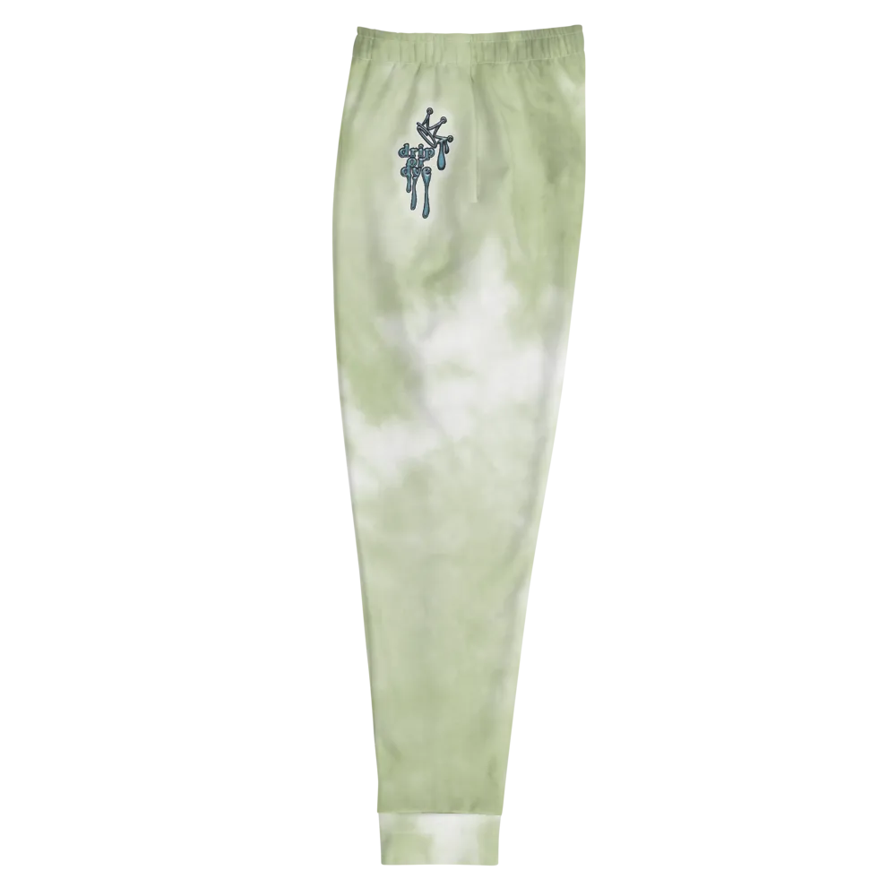 CRXWN | Drip or Dye Moss Green Ice Dye UNISEX Joggers Hearts Around the World Live Love Laugh