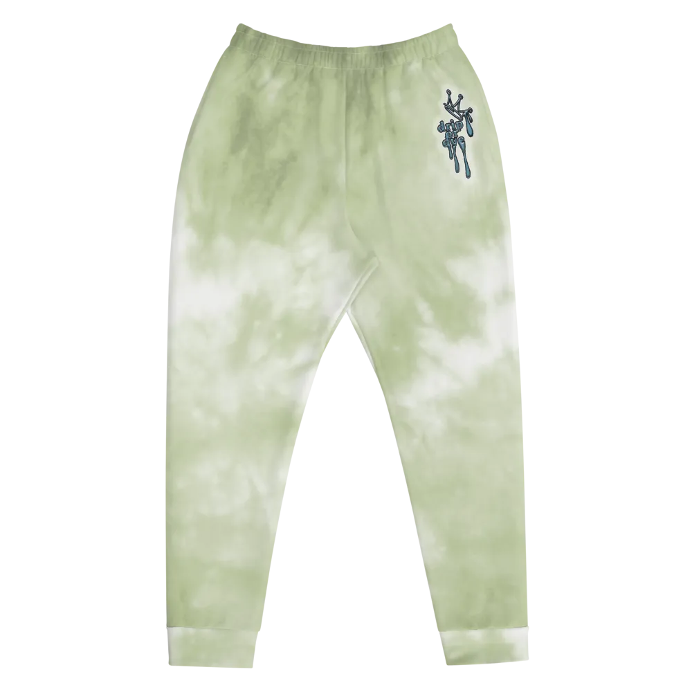 CRXWN | Drip or Dye Moss Green Ice Dye UNISEX Joggers Hearts Around the World Live Love Laugh