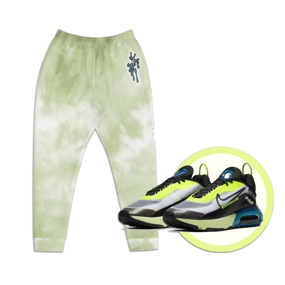 CRXWN | Drip or Dye Moss Green Ice Dye UNISEX Joggers Hearts Around the World Live Love Laugh