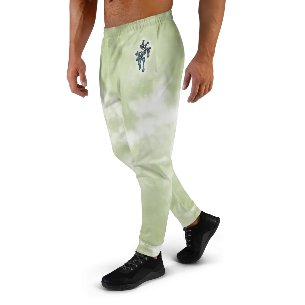 CRXWN | Drip or Dye Moss Green Ice Dye UNISEX Joggers Hearts Around the World Live Love Laugh