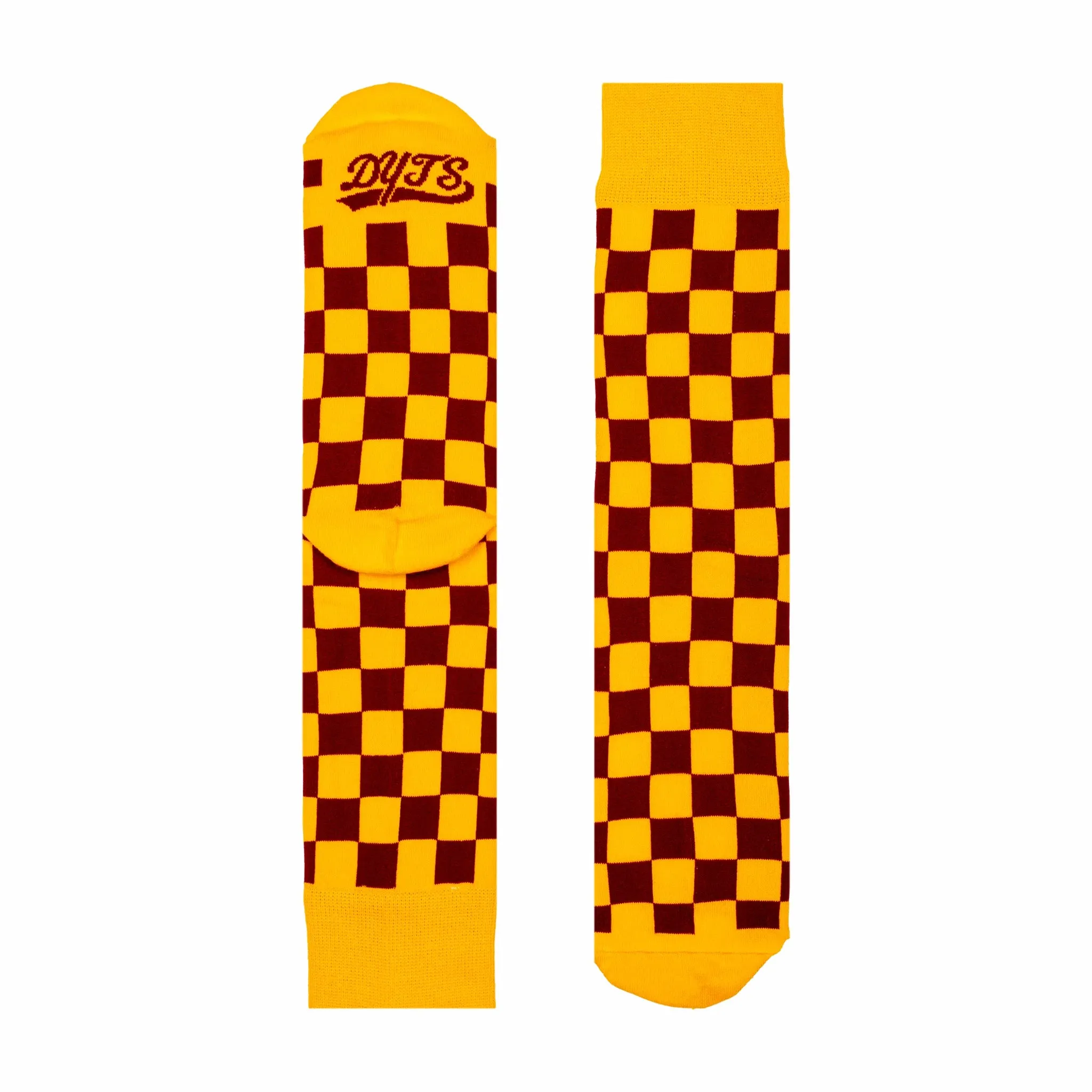 Dude. Your Team Socks. Checkered Socks (Burgundy/Gold)