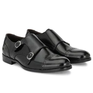 Formal Leather Buckled Monk Shoes For Men