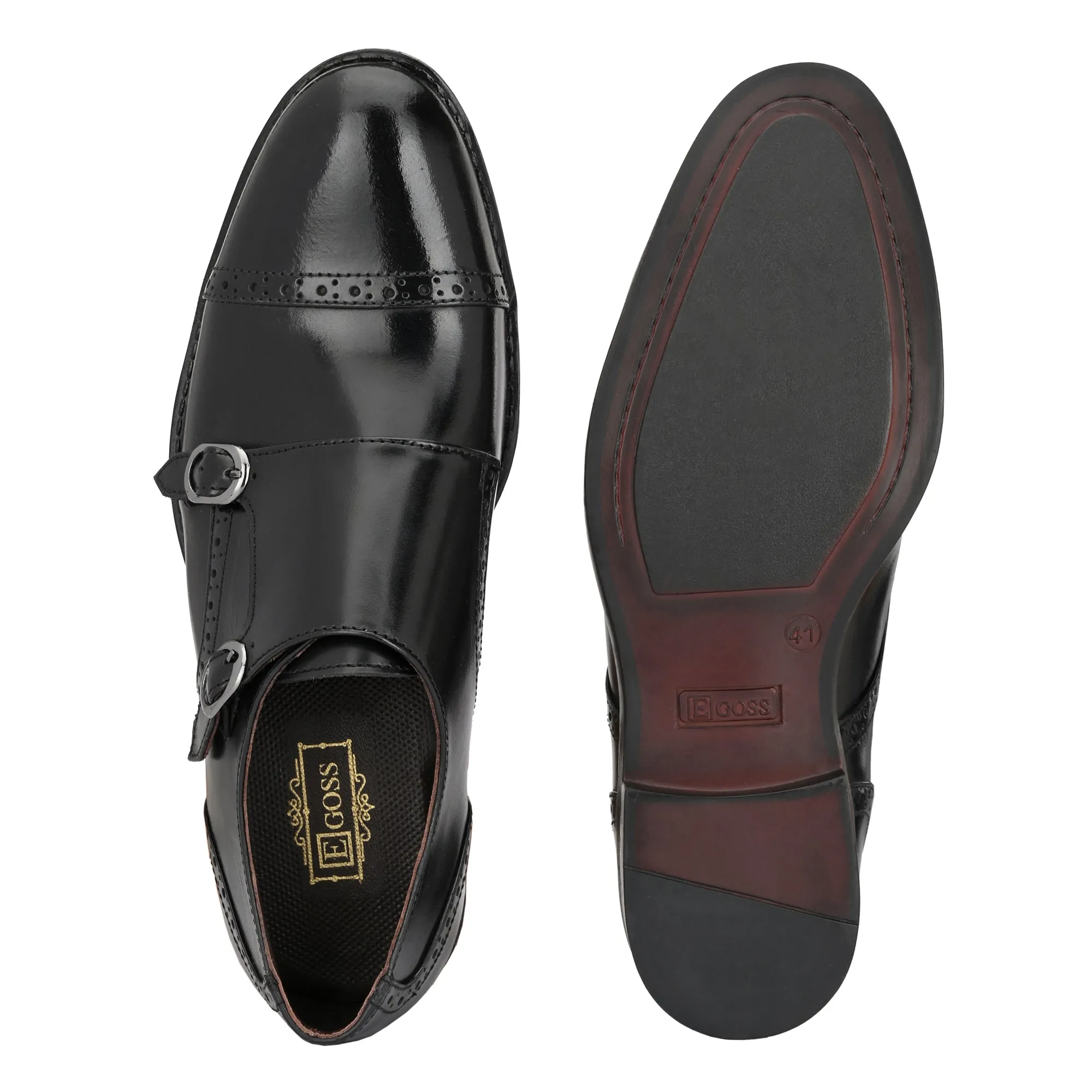Formal Leather Buckled Monk Shoes For Men