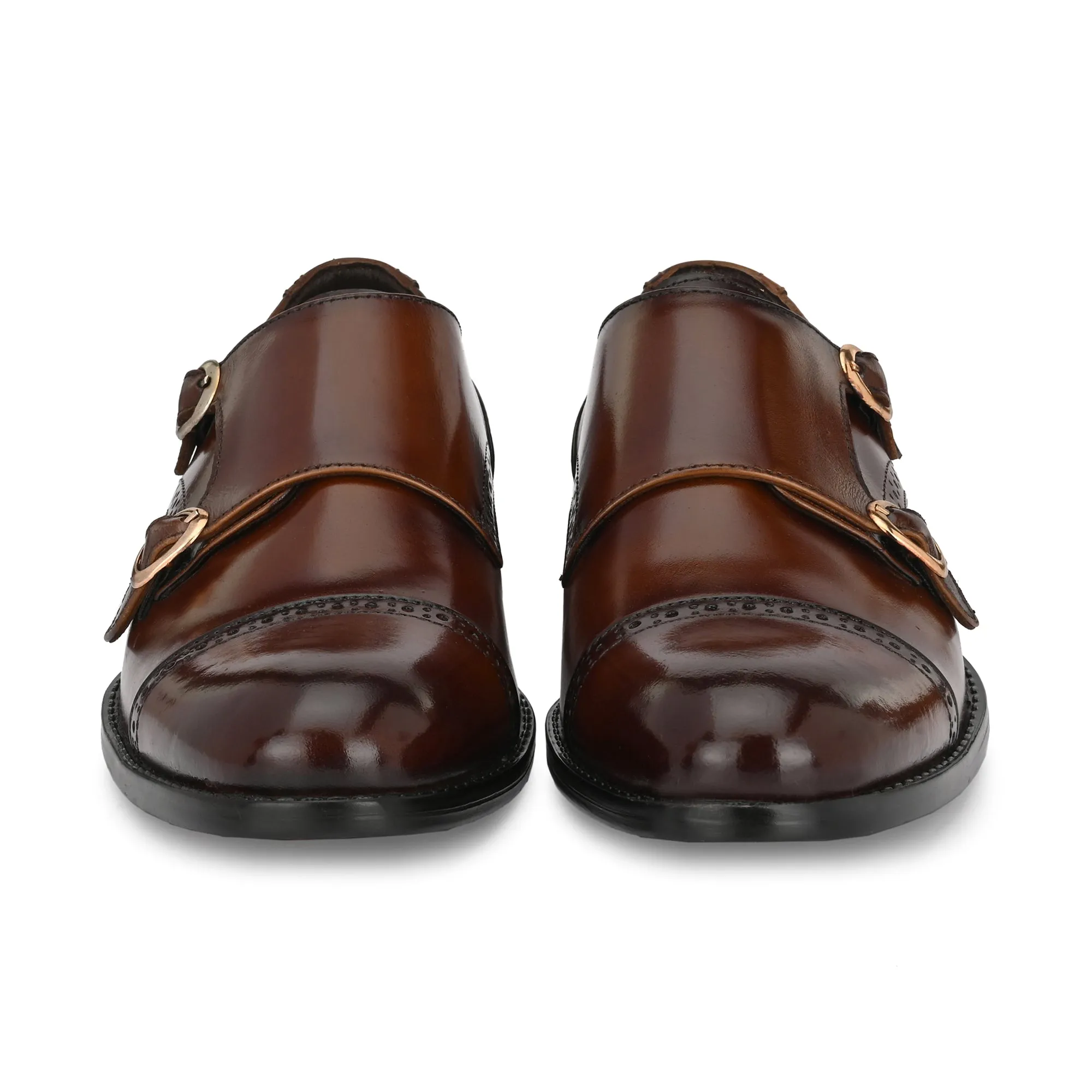 Formal Leather Buckled Monk Shoes For Men