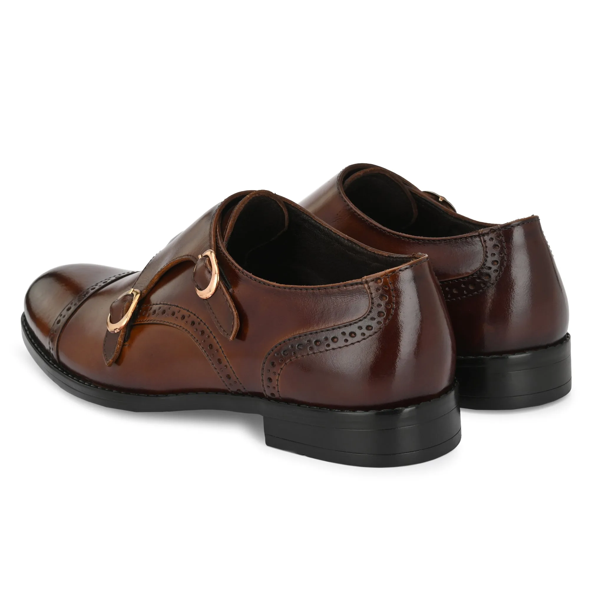 Formal Leather Buckled Monk Shoes For Men