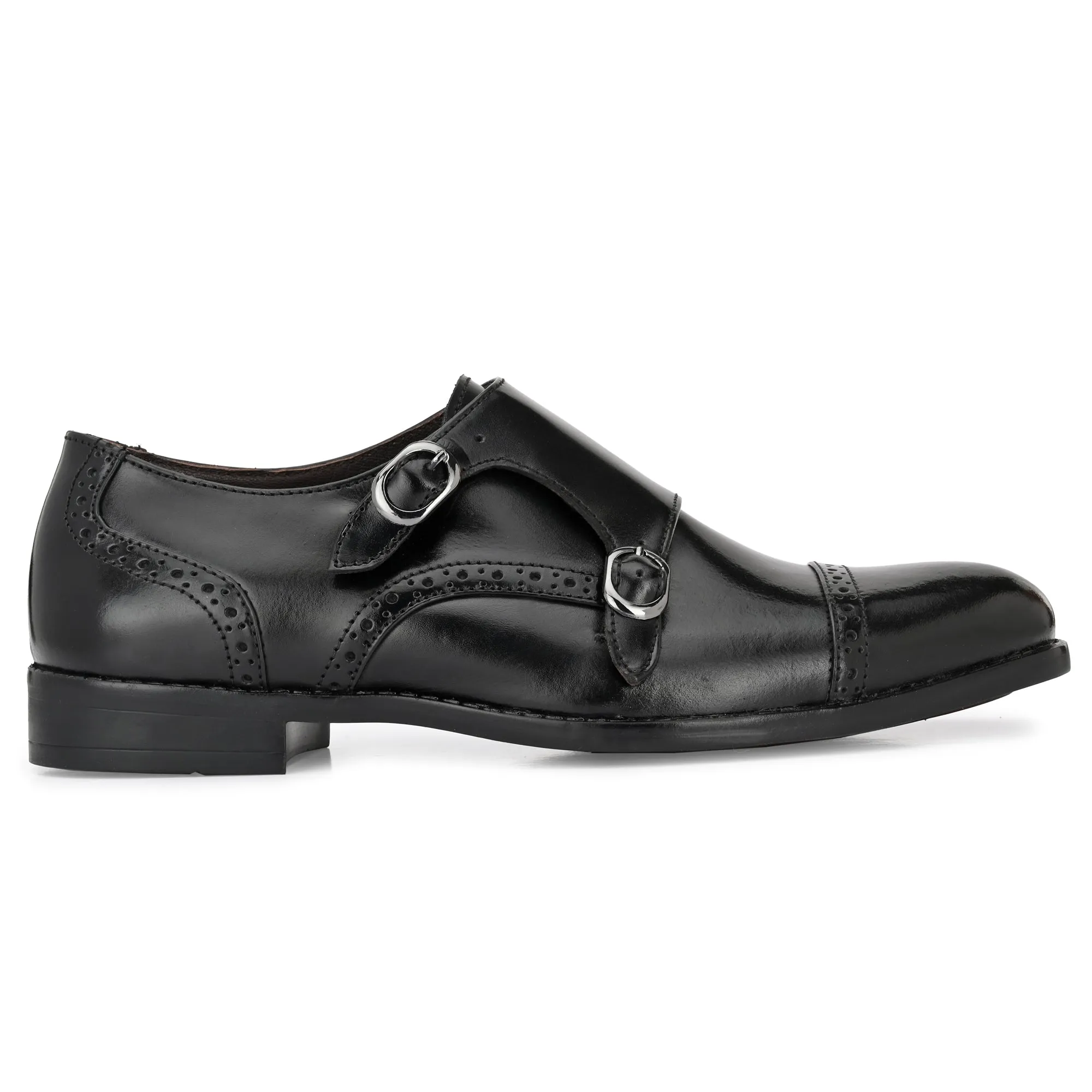 Formal Leather Buckled Monk Shoes For Men
