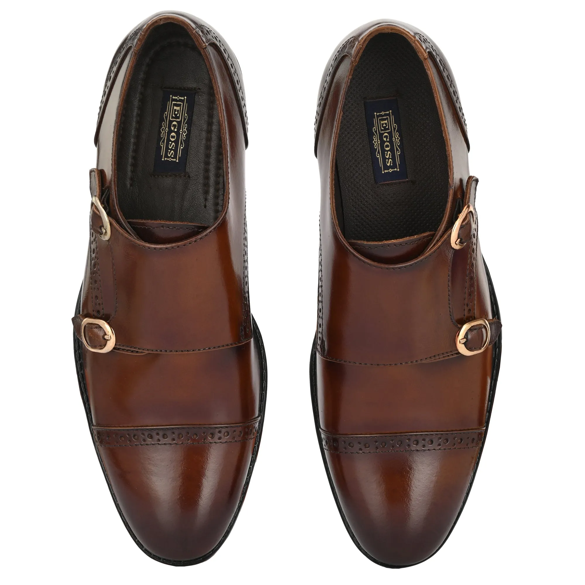 Formal Leather Buckled Monk Shoes For Men