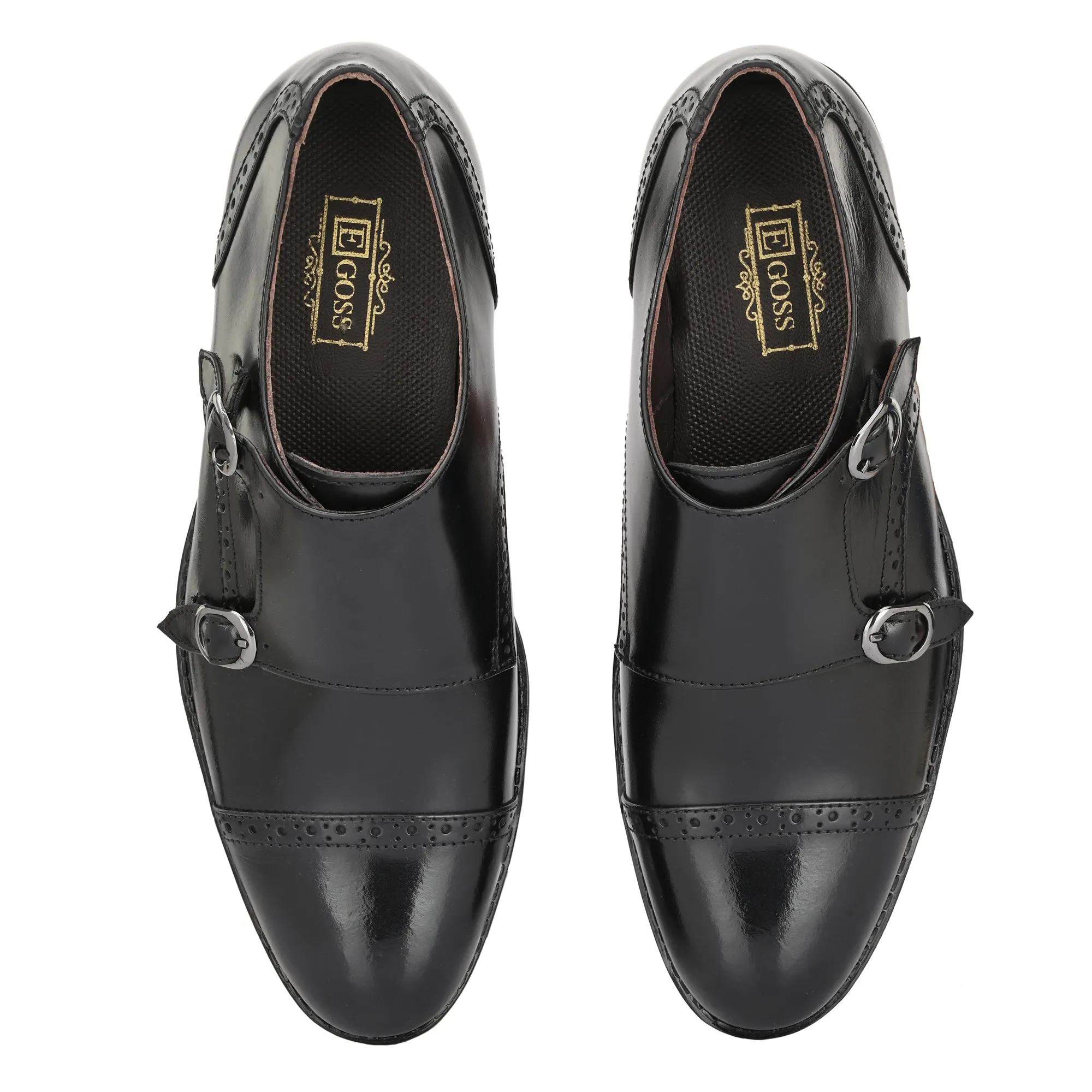 Formal Leather Buckled Monk Shoes For Men