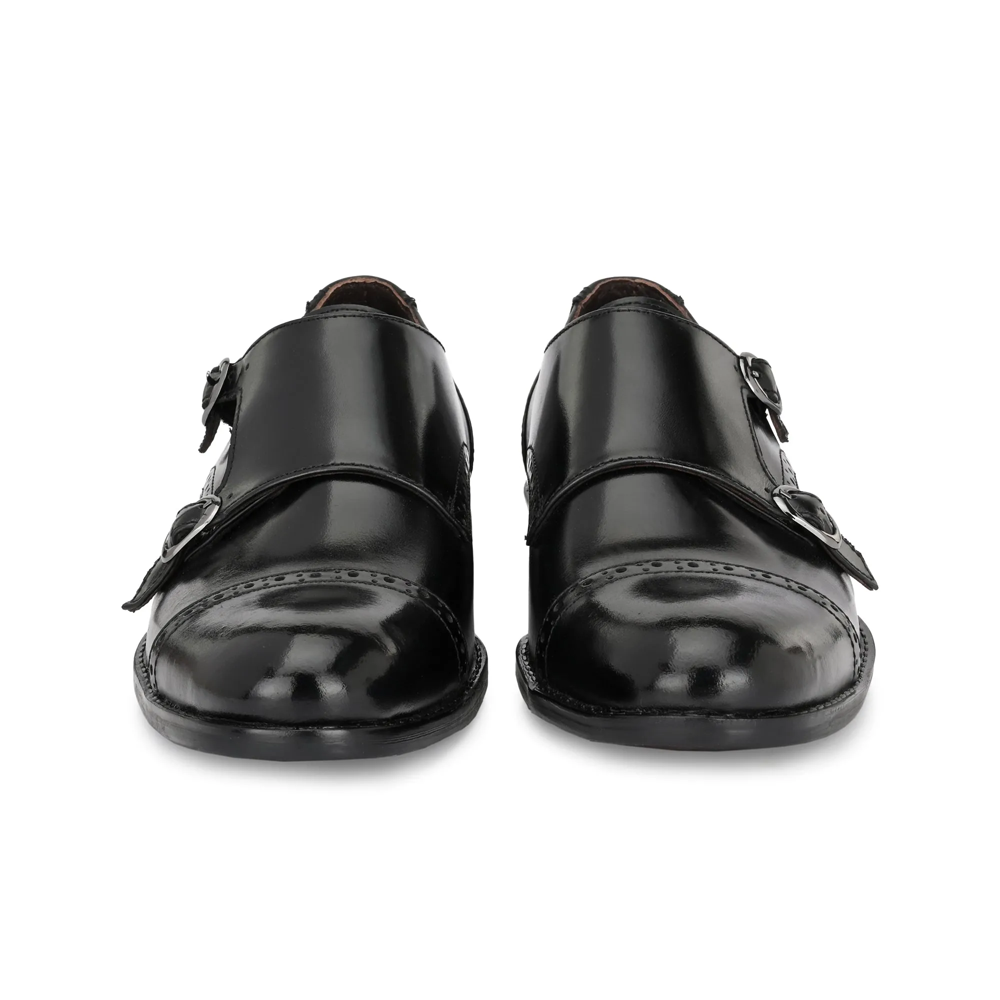 Formal Leather Buckled Monk Shoes For Men