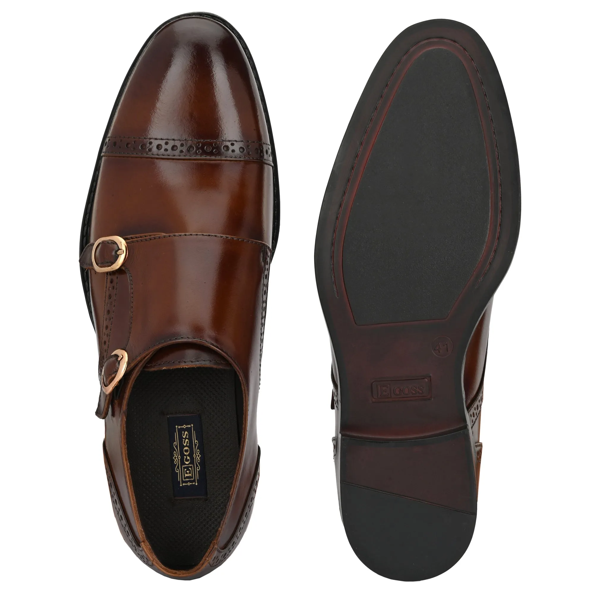 Formal Leather Buckled Monk Shoes For Men