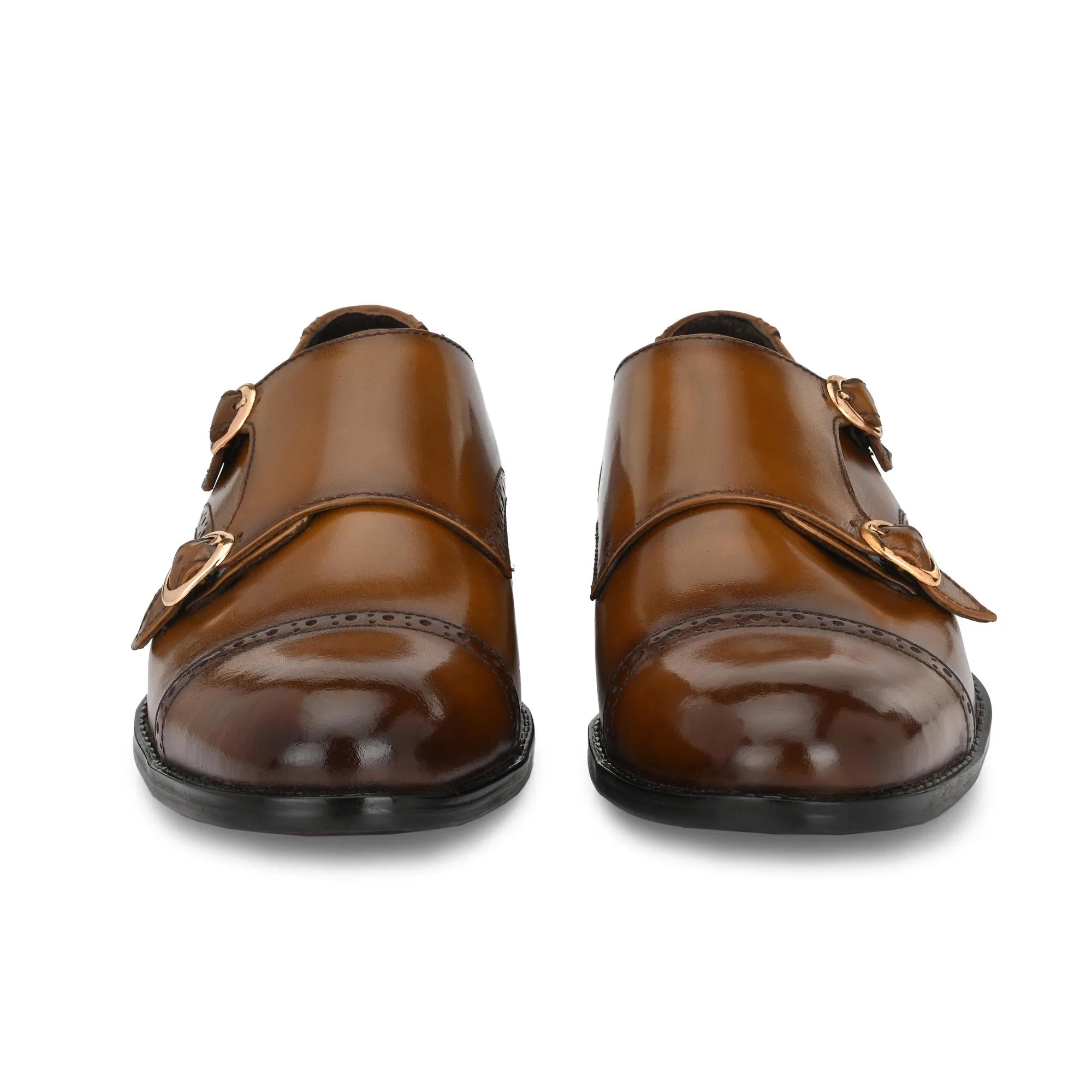 Formal Leather Buckled Monk Shoes For Men