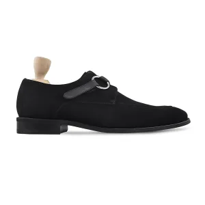 Handmade Custom Men's Black Kid Suede Single Monkstrap Shoes