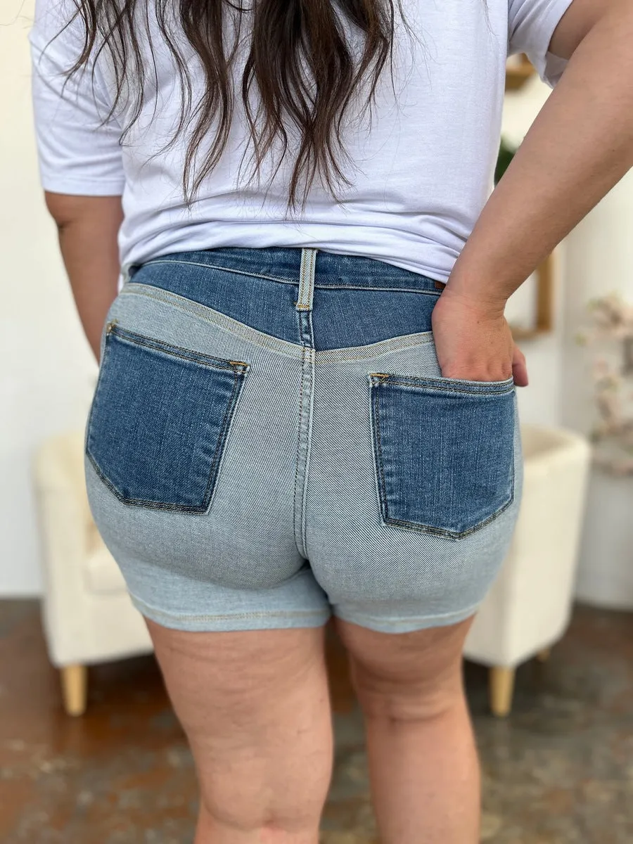 Judy Blue Color Block Denim Shorts