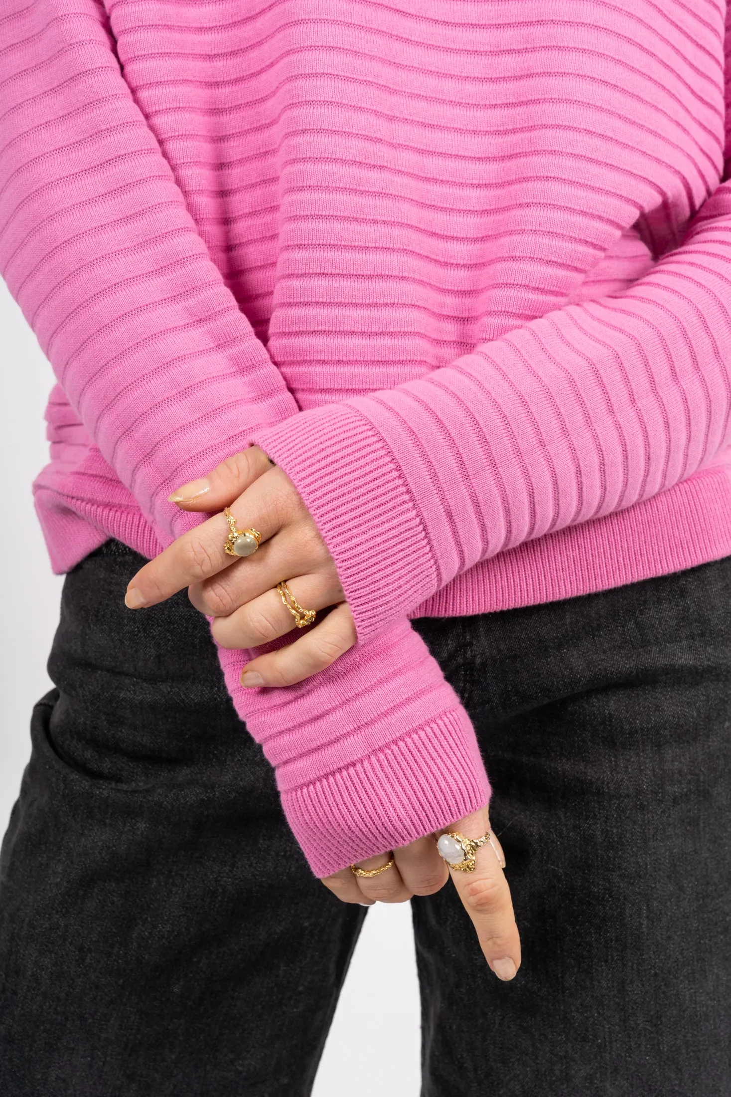 Laurina Ls Knit O-Neck - Cyclamen
