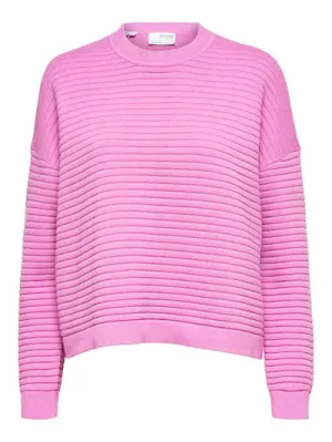 Laurina Ls Knit O-Neck - Cyclamen