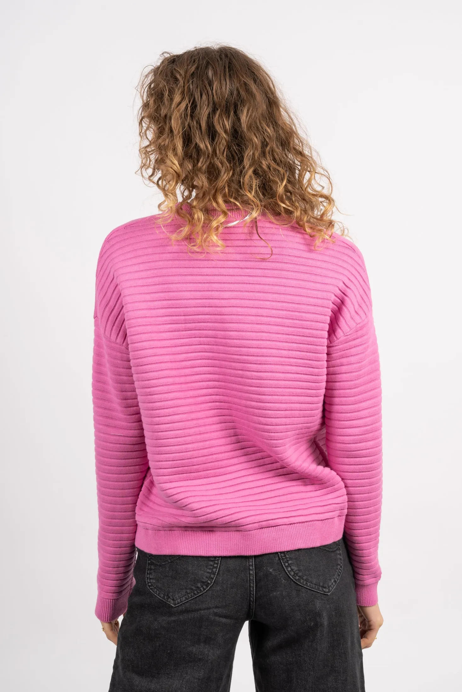 Laurina Ls Knit O-Neck - Cyclamen