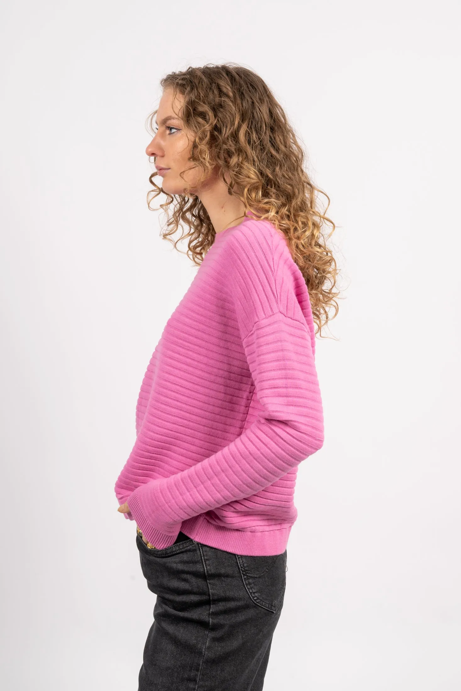 Laurina Ls Knit O-Neck - Cyclamen