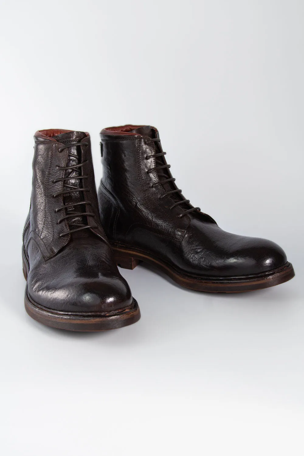 LENNOX cigar-brown military boots.