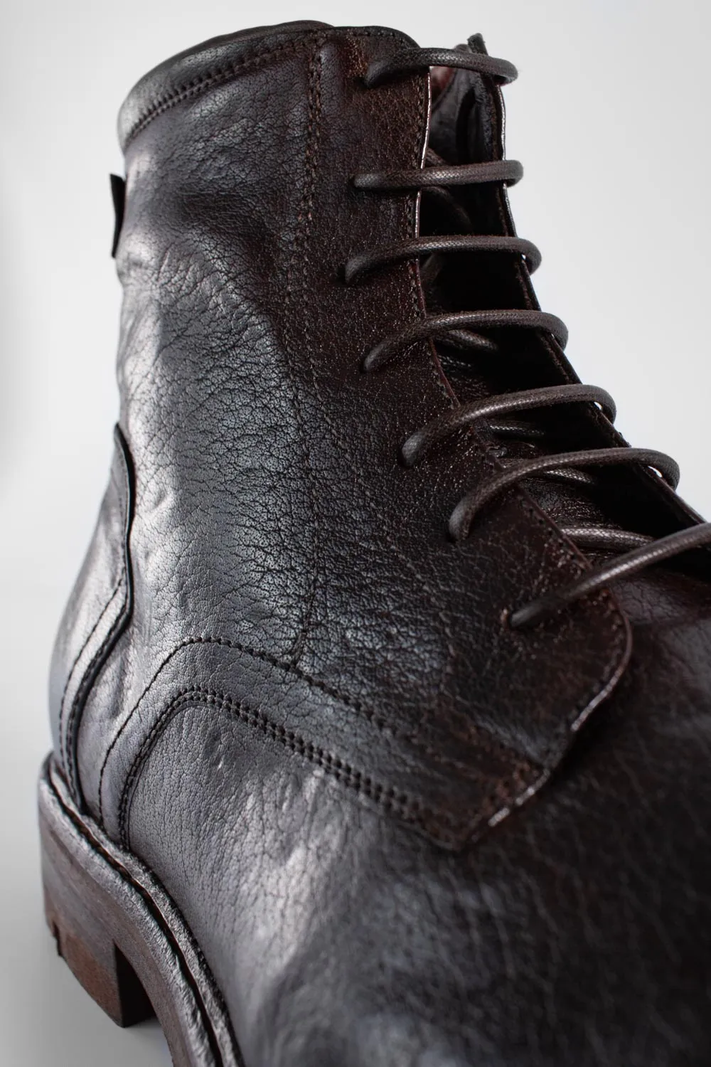 LENNOX cigar-brown military boots.