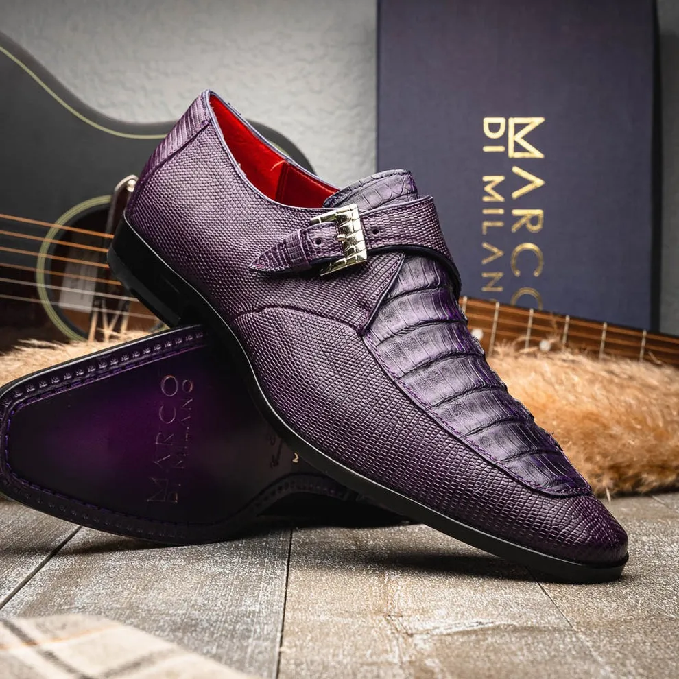 Marco Di Milano Toluca Men's Shoes Exotic Lizard / Crocodile Single Monk-Strap Loafers (MDM1126)