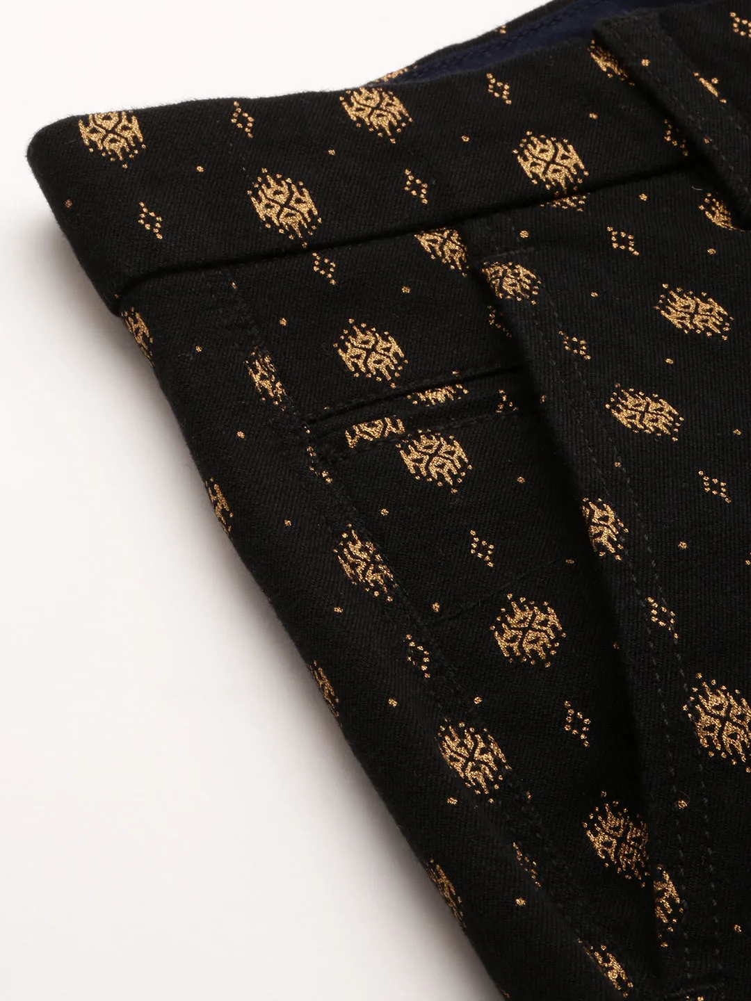 Men Black Regular Fit Ethnic Motifs Printed Cotton Shorts