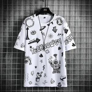 Men's Teenage Fashion Trendy Short Sleeve T-shirt - Casual Streetwear