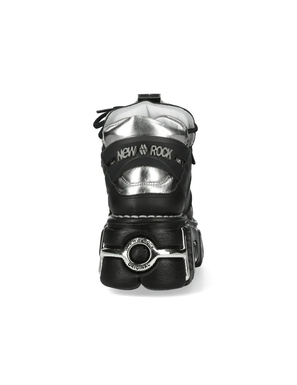 NEW ROCK Unisex Rugged Metal Lace-Up Ankle Boots