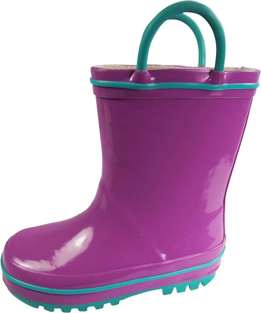 Norty Kids 11-3 Purple Teal Rubber Rain Boot 16431