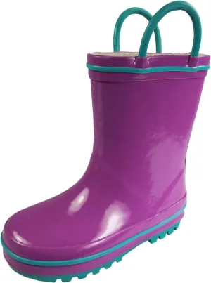 Norty Kids 11-3 Purple Teal Rubber Rain Boot 16431