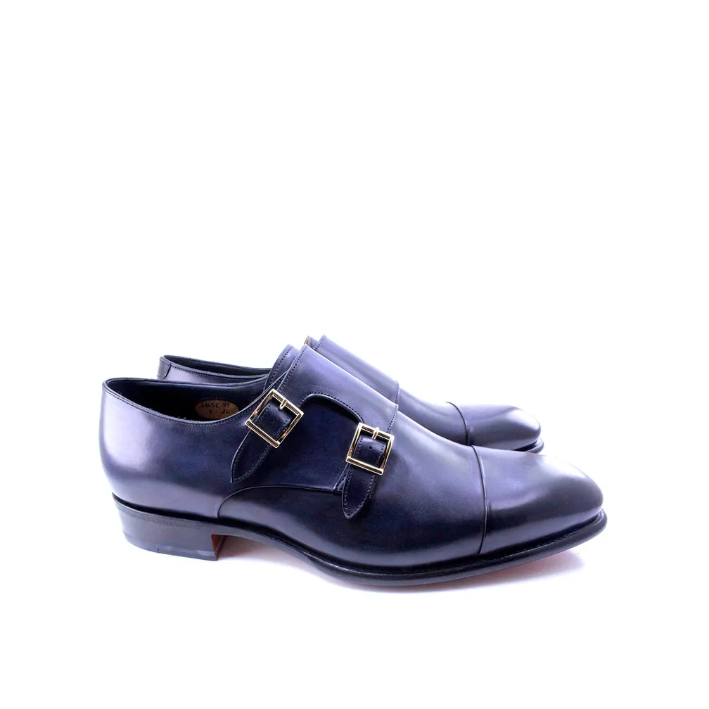 Santoni Leather Double-Buckle Shoes-TB0101