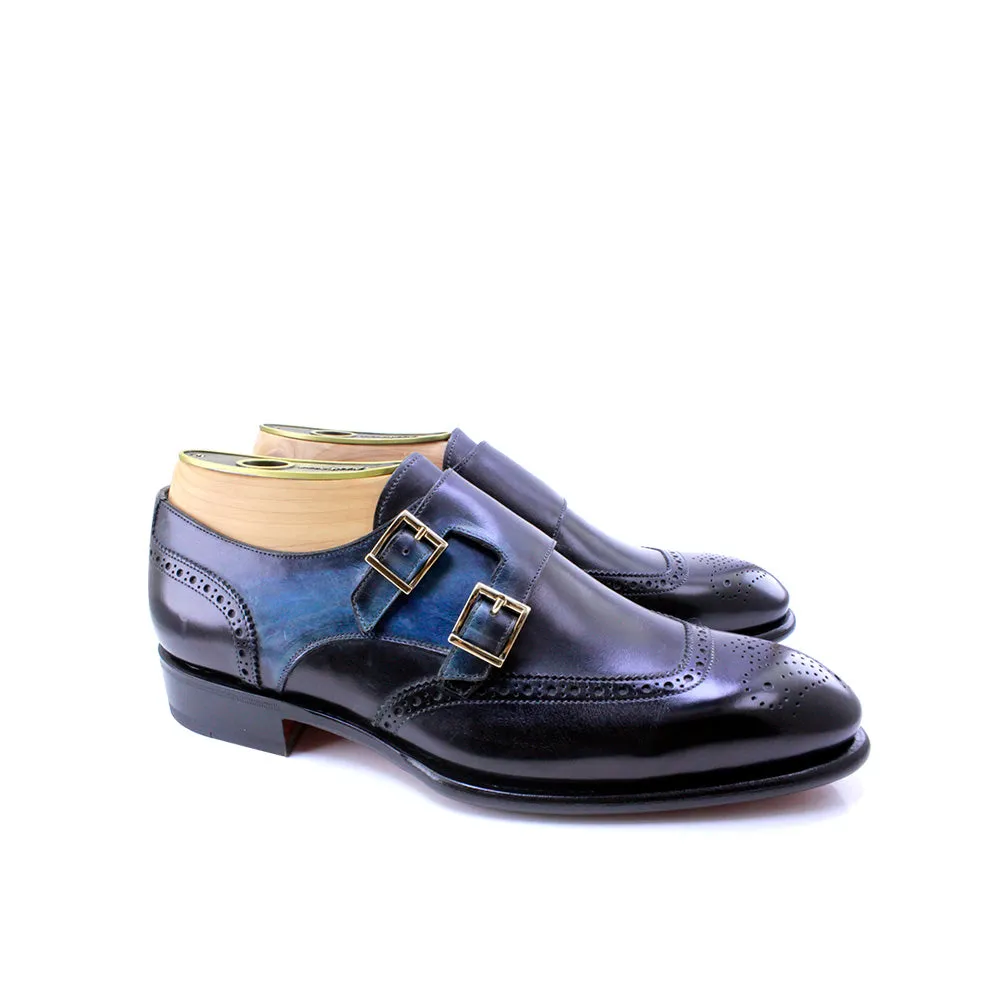 Santoni Leather Double-Buckle Shoes-TB0582