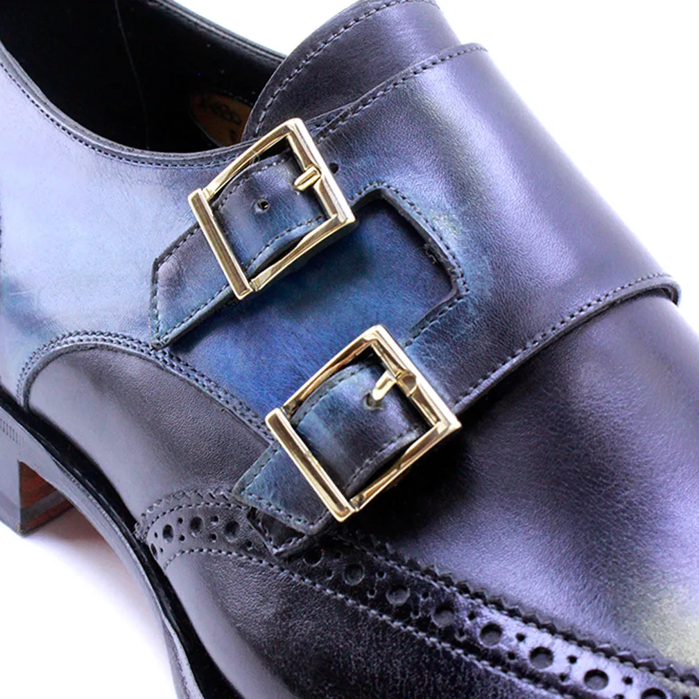 Santoni Leather Double-Buckle Shoes-TB0582