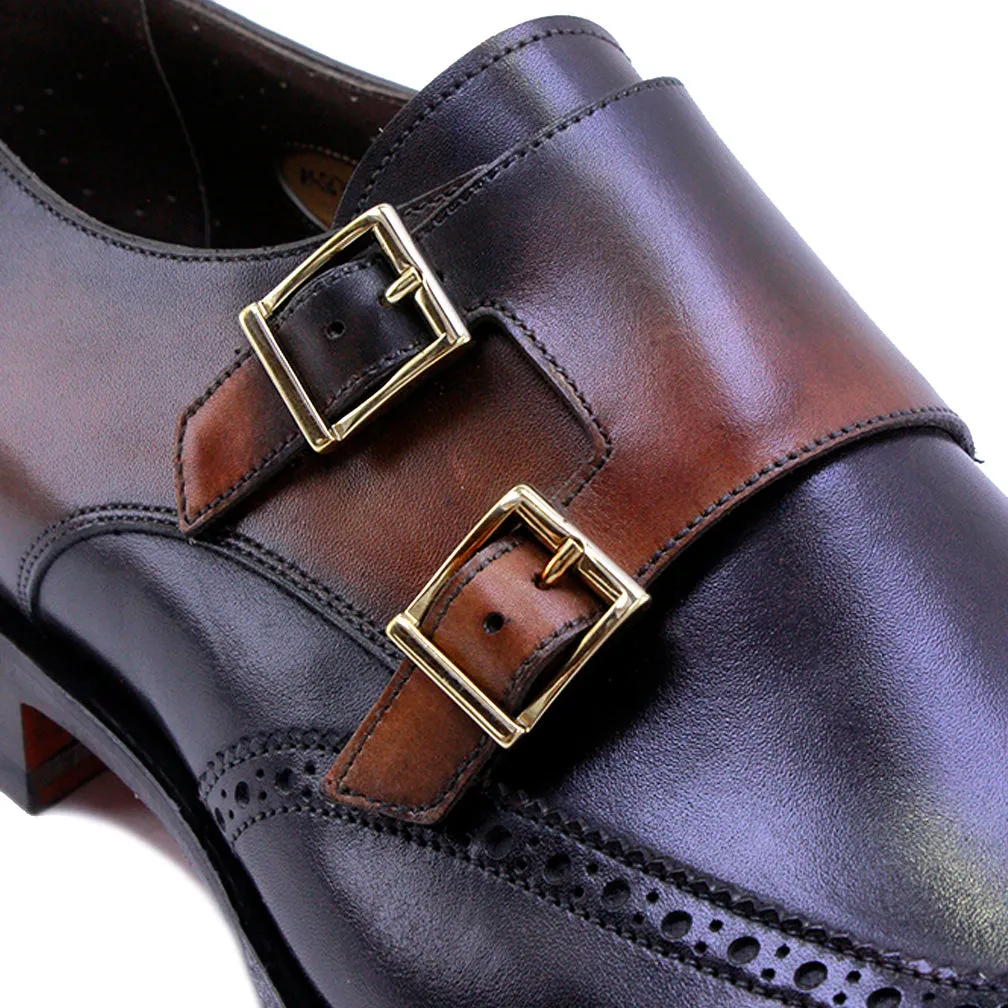 Santoni Leather Double-Buckle Shoes-TB0605