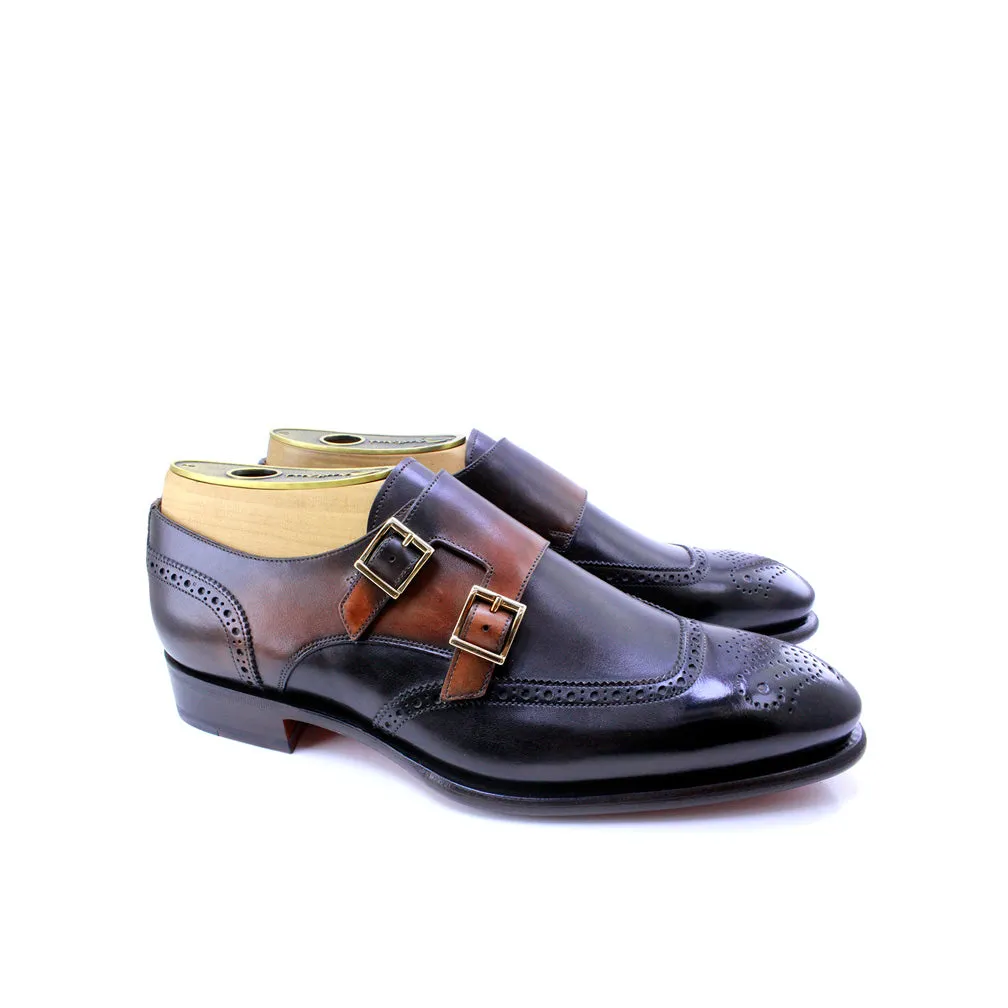 Santoni Leather Double-Buckle Shoes-TB0605