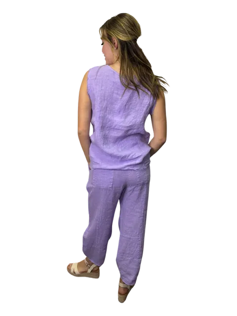 Sequoia Linen Sleeveless Top Lilac