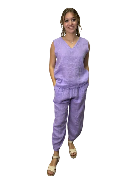 Sequoia Linen Sleeveless Top Lilac