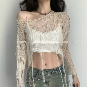 Sexy White Cropped Sweater | Elegant & Modern Fit