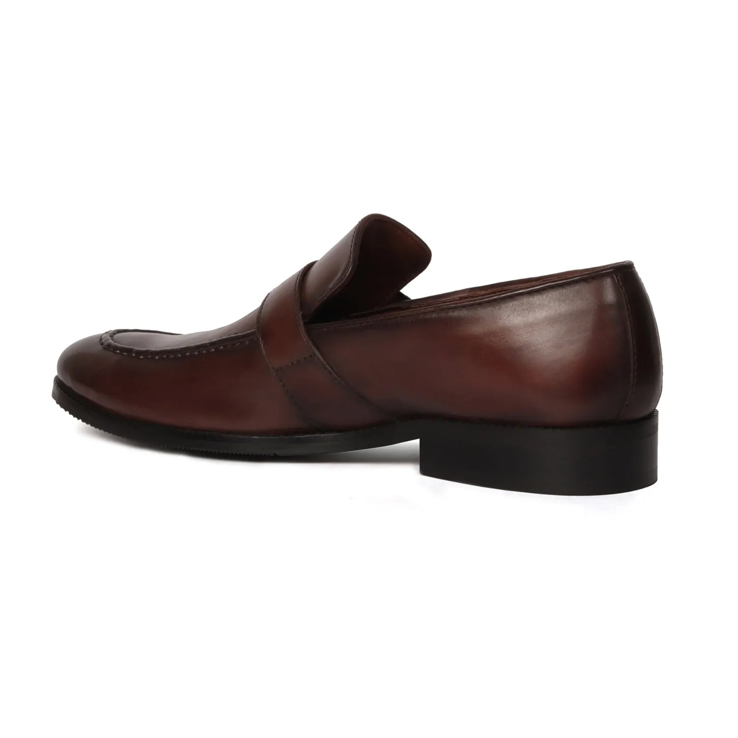 Single Monk Dark Brown Leather Apron Toe Buckle Strap Slip-On Shoe For Men By Brune & Bareskin