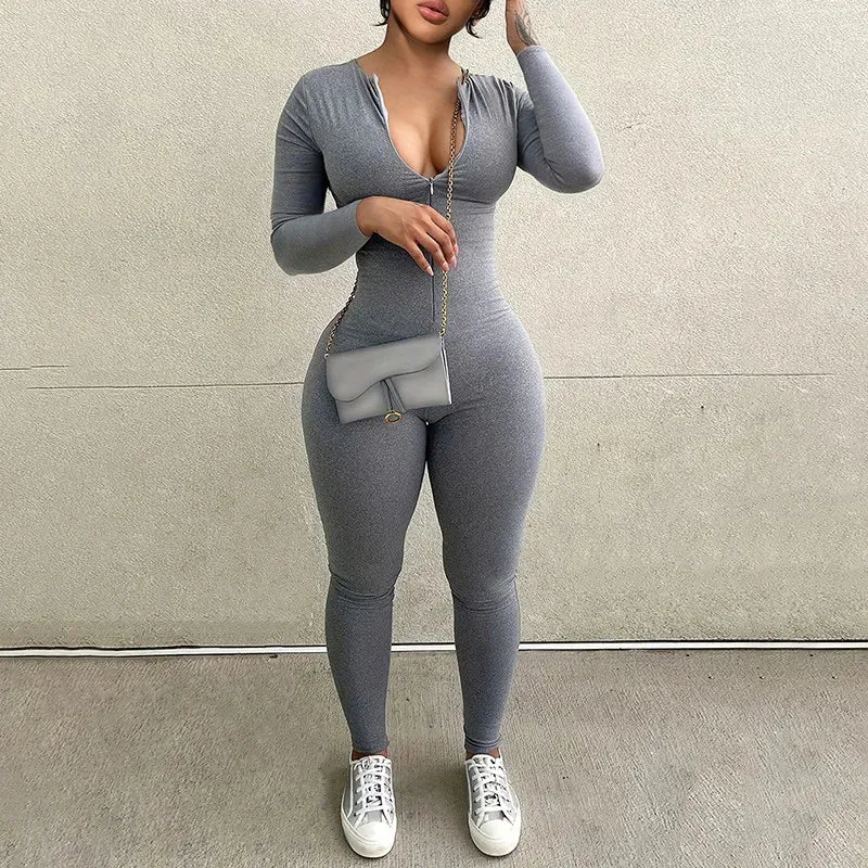 Solid Bodycon Skinny Romper Jumpsuit
