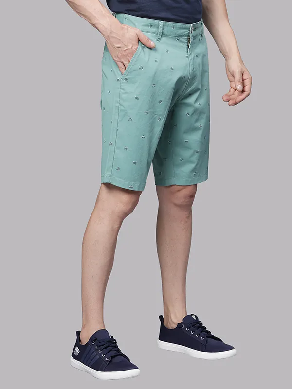 Tic Tac Toe Marine Green Print Chino Shorts