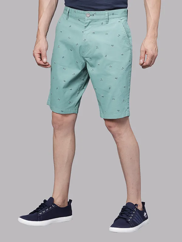 Tic Tac Toe Marine Green Print Chino Shorts