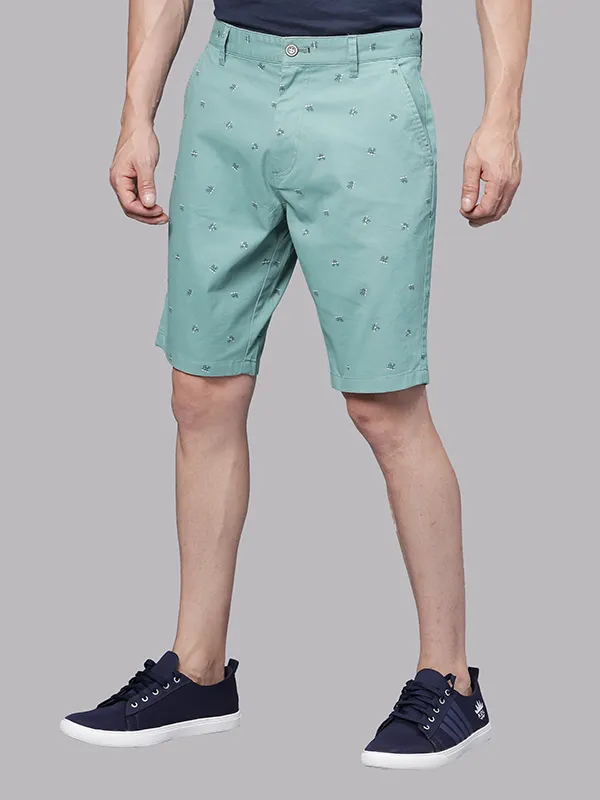 Tic Tac Toe Marine Green Print Chino Shorts