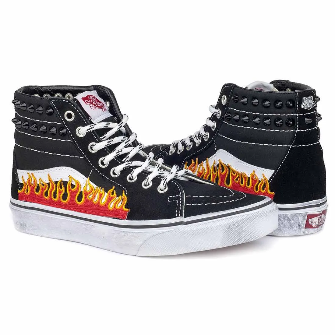 Vans Sk8 Hi con Fiamme e Borchie nere