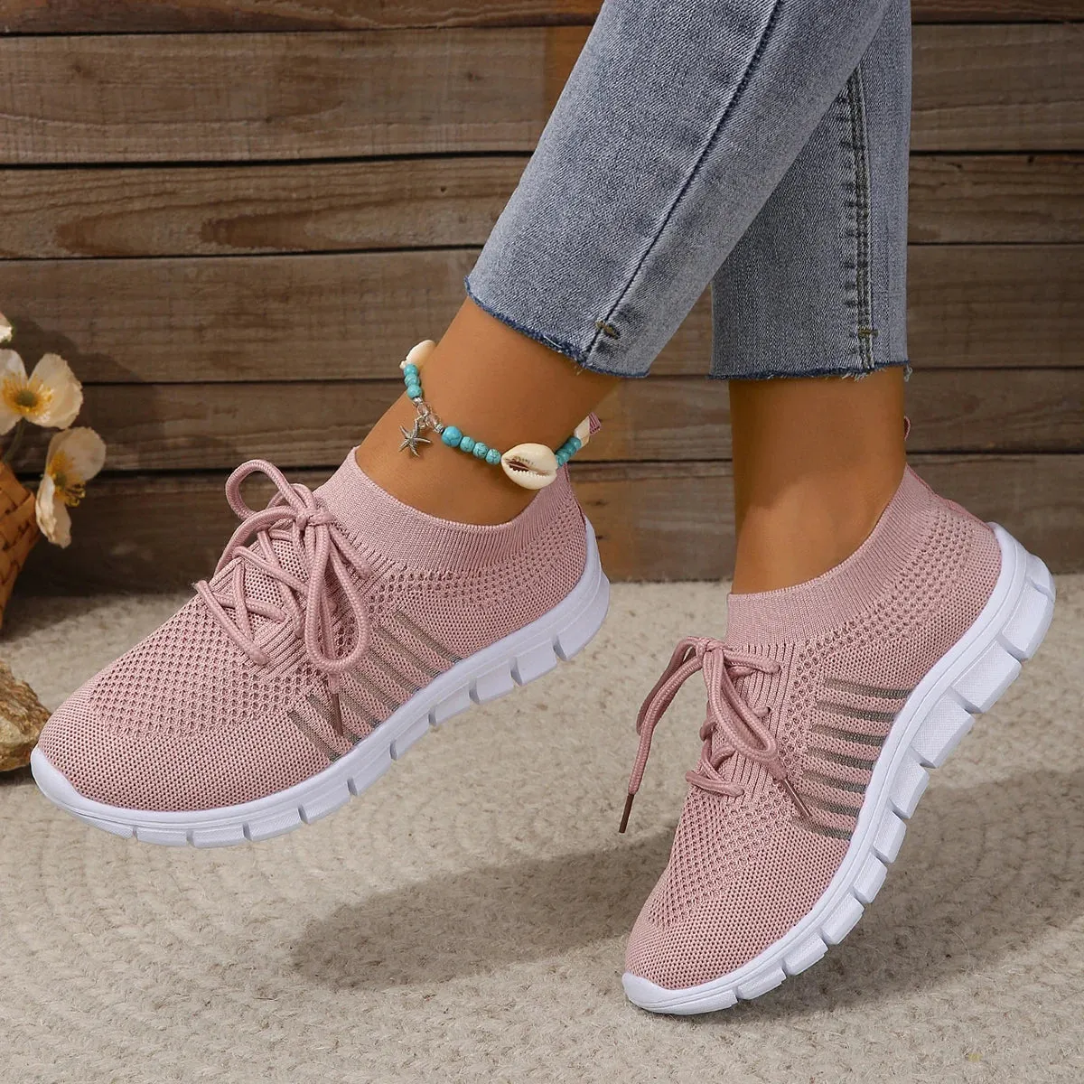 Women Mesh Breathable  Slip on Flat Shoes Woman Tenis Ladies Casual  Walking Footwear Sneakers Womens Vulcanize Shoes
